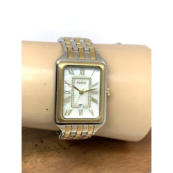 Fossil Women's Watch ES5305 Raquel Quartz Tank Two Tone Stainless Steel 26mm - Picture 10 of 13